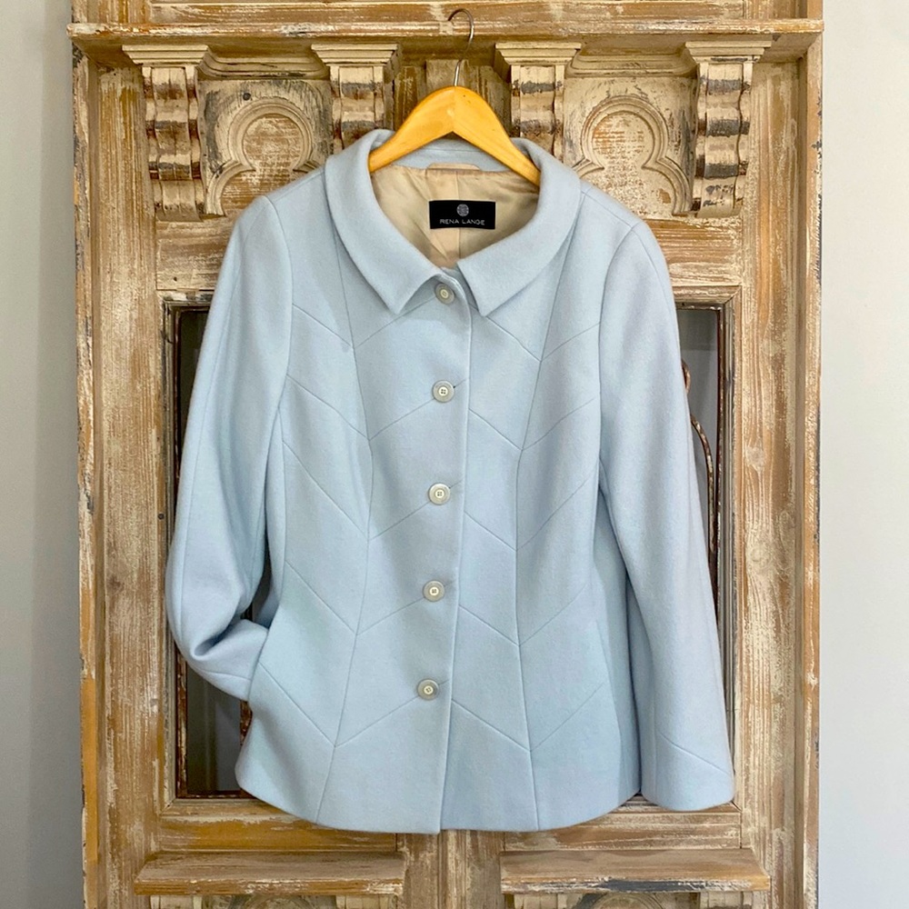 Rena Lange Wool Coat Light Blue sz 14 S-M